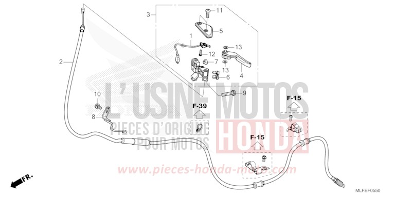 TUYAU DE GUIDON/PONT SUPERIEUR de NT1100 GUNMETAL BLACK METALLIC (NHC52) de 2025