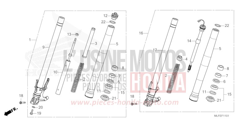 FOURCHETTE AVANT (NT1100DE) de NT1100 MAT WARM ASH METALLIC (YR386) de 2025