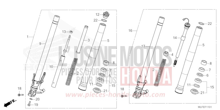 FOURCHETTE AVANT (NT1100DE) de NT1100 MAT WARM ASH METALLIC (YR386) de 2026