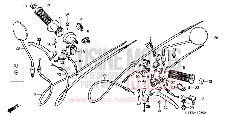 LEVIER DE GUIDON/COMMUTATEUR/CABLE de Wallaroo GRACIOUS GOLD (YR164) 1994