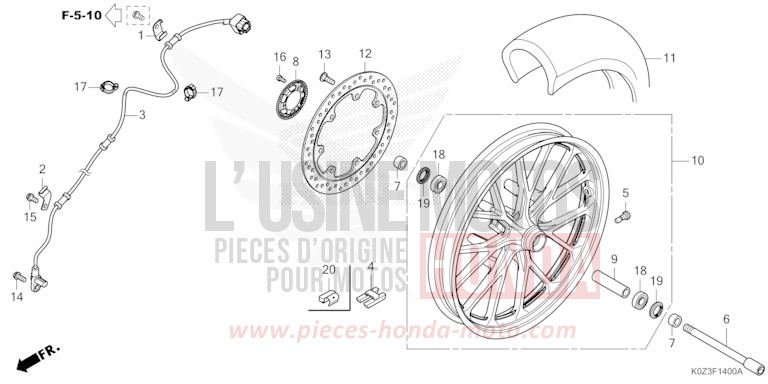 ROUE AVANT de GB350S GUNMETAL BLACK METALLIC (NHC52) 2025