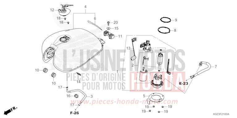 RESERVOIR A CARBURANT/POMPE A CARBURANT de GB350S GUNMETAL BLACK METALLIC (NHC52) 2025