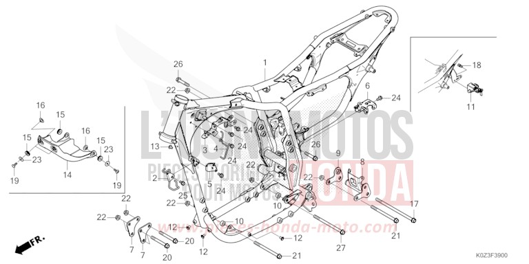 CARROSSERIE DE CHASSIS de GB350S GUNMETAL BLACK METALLIC (NHC52) 2025
