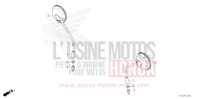 MIROIR de GB350S PEARL DEEP MUD GRAY (NHC47) 2025