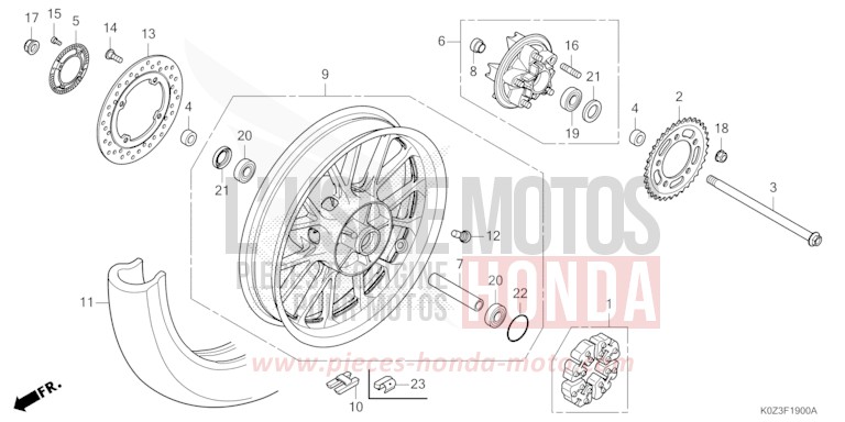 ROUE ARRIERE de GB350S PEARL DEEP MUD GRAY (NHC47) 2025