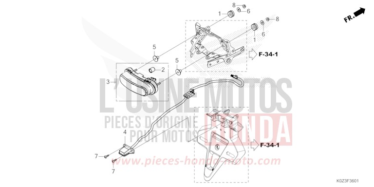 FEU ARRIERE (CB350RS/GB350S) de GB350S PEARL DEEP MUD GRAY (NHC47) 2025