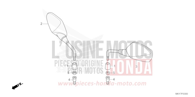 MIROIR (CB650RA/CB650RAC) de CB650R MAT JEANS BLUE METALLIC (PB417) de 2026