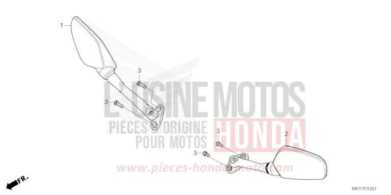 MIROIR (CBR650RA/CBR650RAC) de CBR650R GRAND PRIX RED (R380) 2026