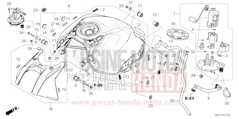 RESERVOIR A CARBURANT de CBR650R GRAND PRIX RED (R380) 2026