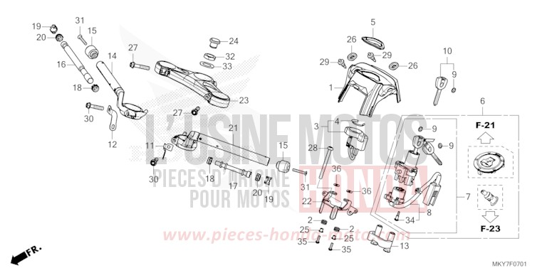 TUYAU DE GUIDON/PONT SUPERIEUR (CBR650RA/CBR650RAC) de CBR650R MAT GUNPOWDER BLACK METALLIC (NH436) 2026