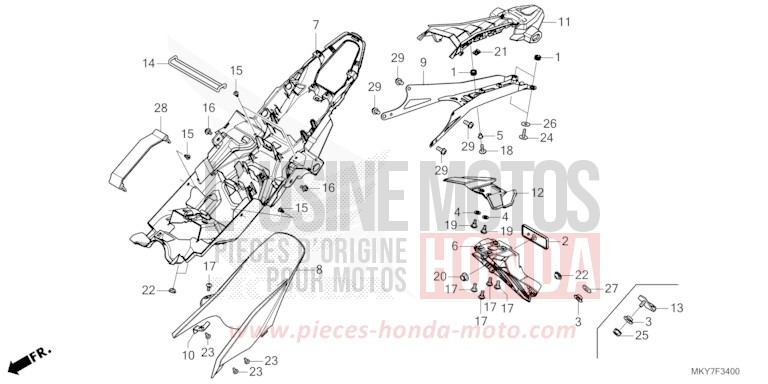 GARDE-BOUE ARRIERE de CBR650R MAT GUNPOWDER BLACK METALLIC (NH436) 2026