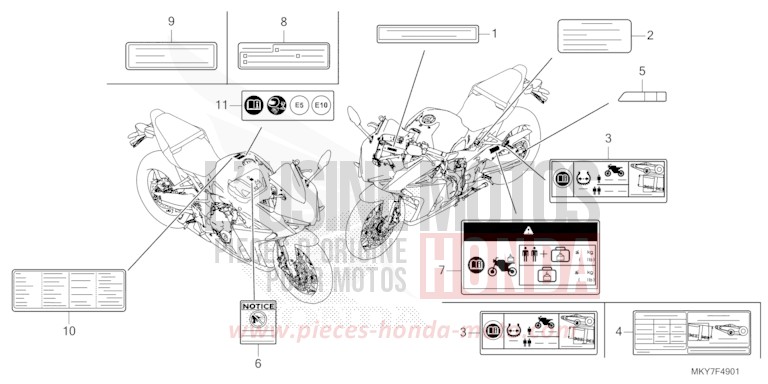 ETIQUETTE DE PRECAUTIONS (CBR650RA/CBR650RAC) de CBR650R MAT GUNPOWDER BLACK METALLIC (NH436) 2026