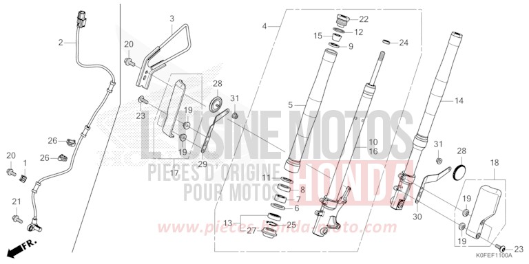 FOURCHETTE AVANT de Monkey MILLENNIUM RED 2 (R408) 2025