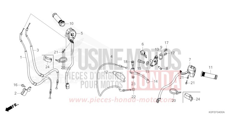 LEVIER DE GUIDON/COMMUTATEUR/CABLE de Monkey SHEEN SILVER METALLIC (NH364) 2025