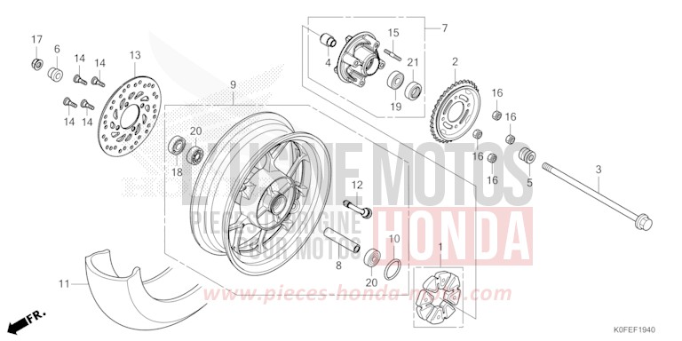 ROUE ARRIERE de Monkey SHEEN SILVER METALLIC (NH364) 2025