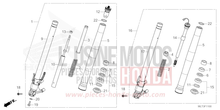 FOURCHETTE AVANT de CB1000GT GRAND PRIX RED (R380) 2026