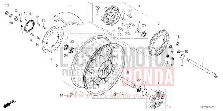 ROUE ARRIERE de CB1000GT GRAND PRIX RED (R380) 2026