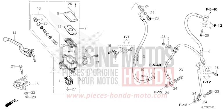 MAITRE-CYLINDRE DE FREIN AVANT CYLINDRE de CB1000GT GRAPHITE BLACK (NHB01) 2026