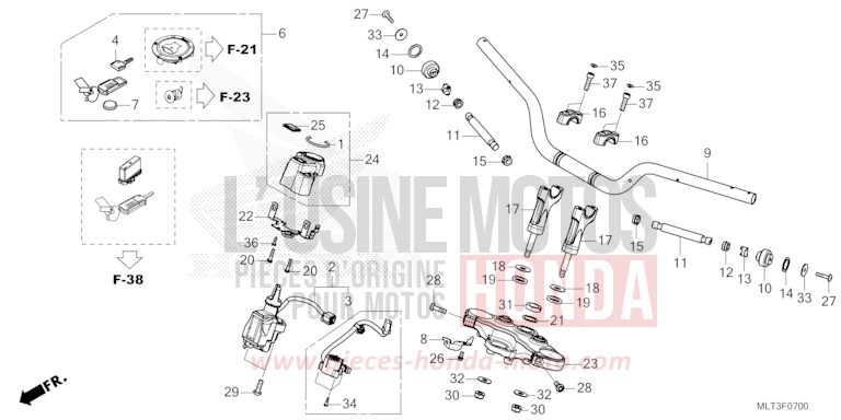 TUYAU DE GUIDON/PONT SUPERIEUR/PORTE-CLE de CB1000GT GRAPHITE BLACK (NHB01) 2026