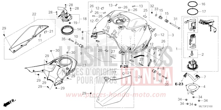 RESERVOIR A CARBURANT/POMPE A CARBURANT de CB1000GT PEARL DEEP MUD GRAY (NHC47) 2026
