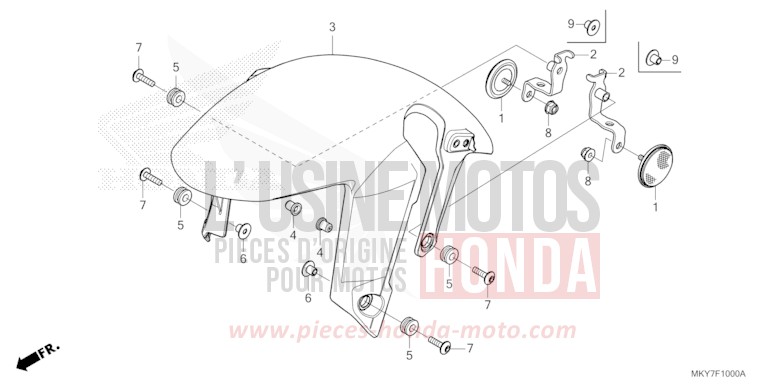 AILE AVANT de CB650RAC GRAND PRIX RED (R380) de 2026