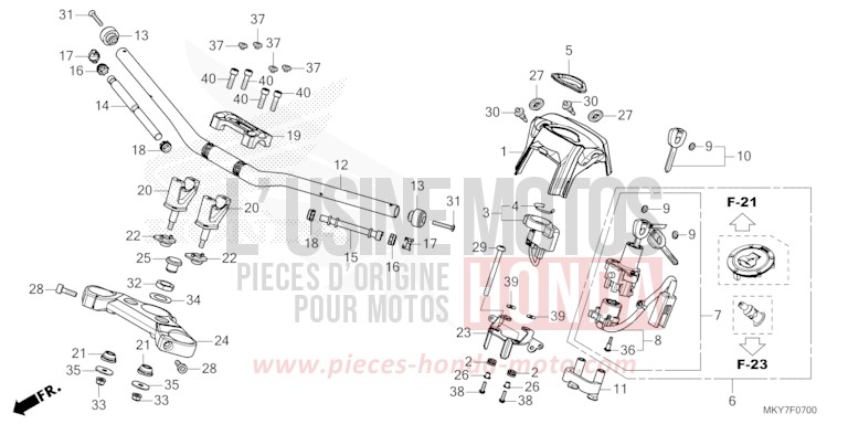 TUYAU DE GUIDON/PONT SUPERIEUR (CB650RA/CB650RAC) de CB650R CANDY ENERGY ORANGE (YR249) de 2026