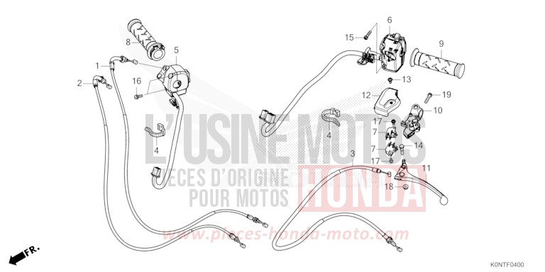 LEVIER DE GUIDON/COMMUTATEUR/CABLE de CBF125MEF MAT AXIS GRAY METALLIC (NH303) 2026