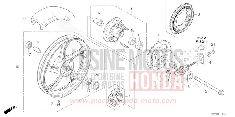 ROUE ARRIERE de CBF125MEF MAT AXIS GRAY METALLIC (NH303) 2026