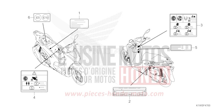 ETIQUETTE DE PRECAUTIONS de SH350i NOIR (NH1) 2026
