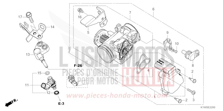CORPS DE PAPILLON/INJECTEUR DE CARBURANT de SH350i MAT PEARL DIASPRO RED (R414) 2026