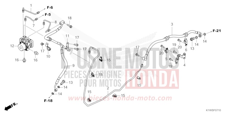 TUYAU DE FREIN/FLEXIBLE DE FREIN/MODULATEUR ABS de SH350i MAT PEARL DIASPRO RED (R414) 2026
