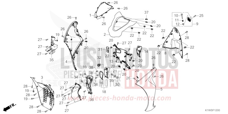 GAINE DE PROTECTION AVANT de SH350i MAT PEARL DIASPRO RED (R414) 2026