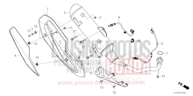 SILENCIEUX D'ECHAPPEMENT de SH350i MAT PEARL DIASPRO RED (R414) 2026