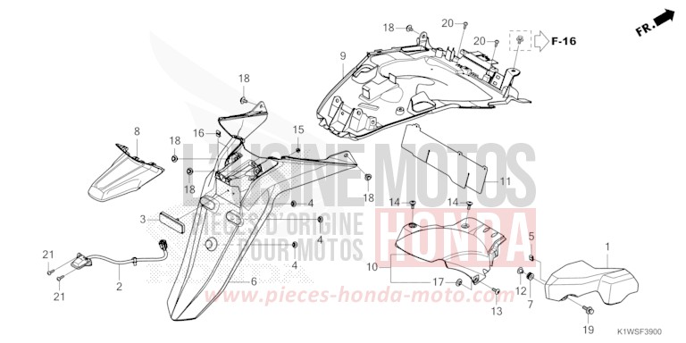 GARDE-BOUE ARRIERE de SH350i MAT PEARL DIASPRO RED (R414) 2026