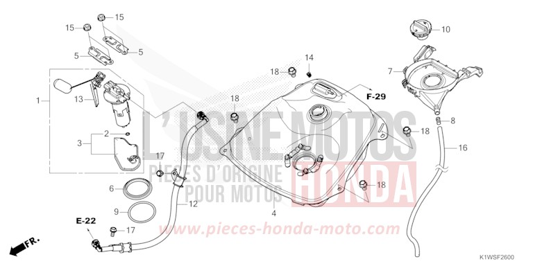 RESERVOIR A CARBURANT de SH350i MAT ROCK GRAY (NHC70) 2026