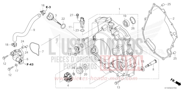 PANNEAU CARTER-MOTEUR D./POMPE A EAU de SH350i PEARL NEBBIA WHITE (NHC95) 2026