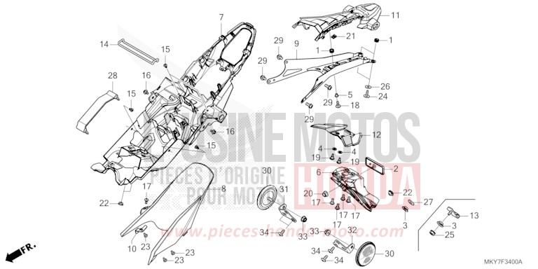 GARDE-BOUE ARRIERE de CBR650R MAT GUNPOWDER BLACK METALLIC (NH436) 2026