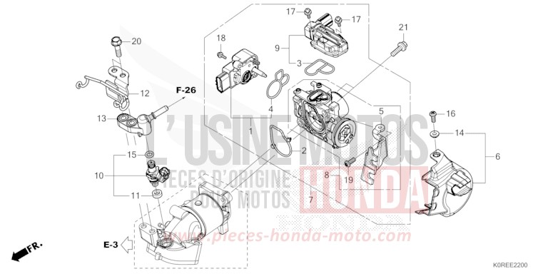 CORPS DE PAPILLON/INJECTEUR DE CARBURANT de SH125 PEARL COOL WHITE (NHA16) 2026