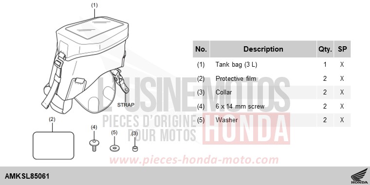 KIT,TANK BAG(4.5L) de NT1100 GUNMETAL BLACK METLLIC (NHC52) de 2025