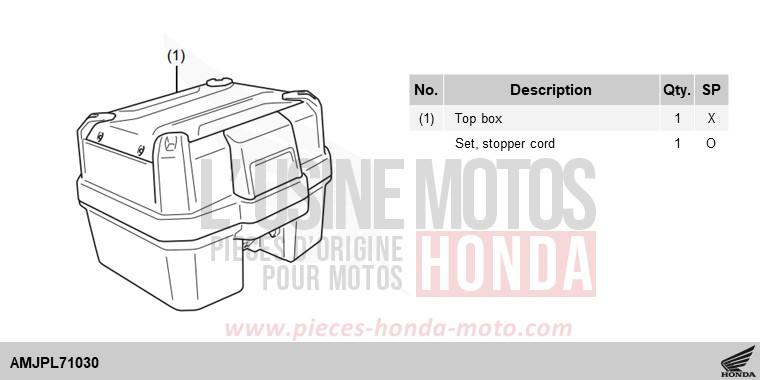 KIT,TOP BOX 38L de NT1100 MAT WARM ASH METALLIC (YR386) 2025