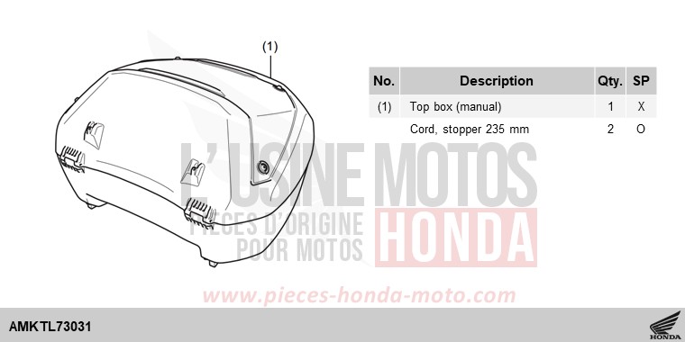 KIT,TOP BOX(MANUAL) de NT1100 MAT WARM ASH METALLIC (YR386) 2025