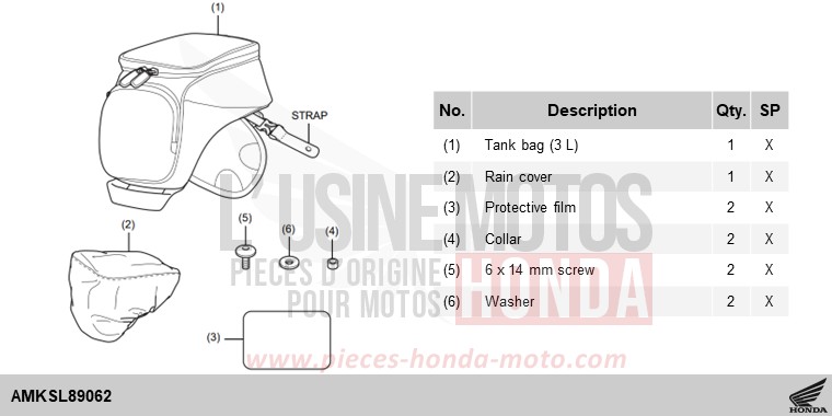KIT,TANK BAG(3L) de NT1100 PEARL HAWKSEYE BLUE (PB409) 2025