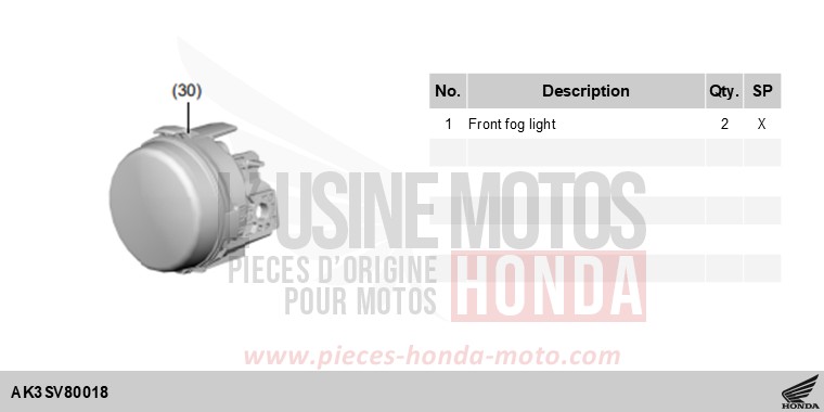 KIT,FR FOG LIGHT de NT1100 PEARL HAWKSEYE BLUE (PB409) 2025