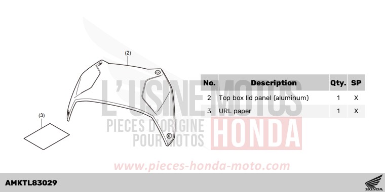 KIT,PANEL TOP BOX(AL) de NT1100 MAT IRIDIUM GRAY METALLIC (NHC64) 2024