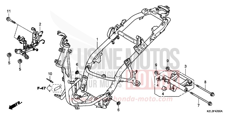 CARROSSERIE DE CHASSIS de NSC110 PEARL PROCYON BLACK (NHA06) 2011