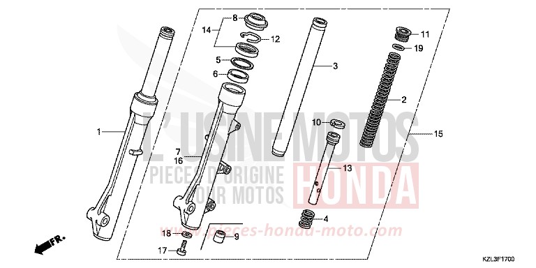 FOURCHETTE AVANT de NSC110 PEARL WHITE (NHA20) 2011