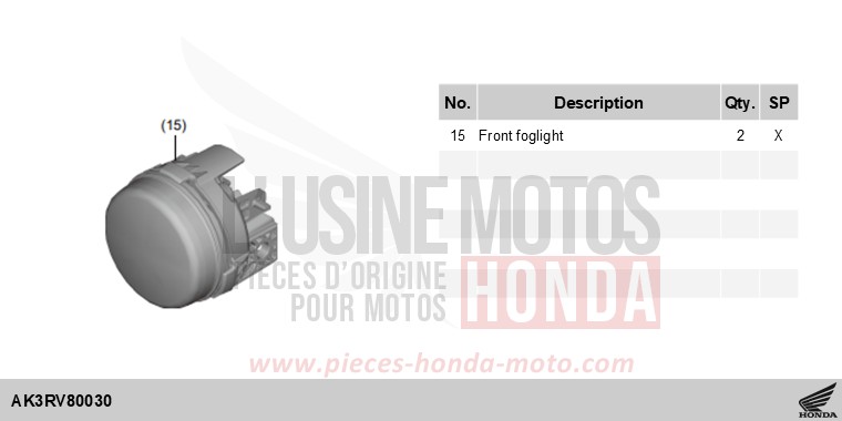 KIT,FR FOG LIGHT de X-ADV PEARL GLARE WHITE (NHB53) de 2025