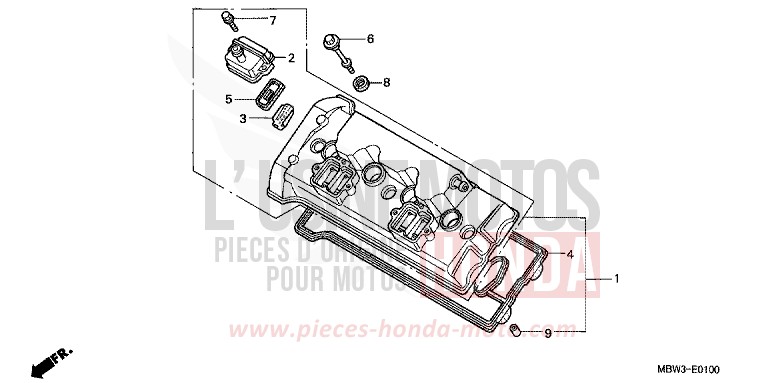 COUVERCLE DE CULASSE de CBR600F NOIR (NH1) de 2001