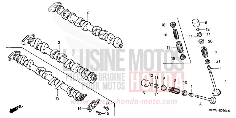ARBRE A CAMES/SOUPAPE de CBR600F NOIR (NH1) de 2001
