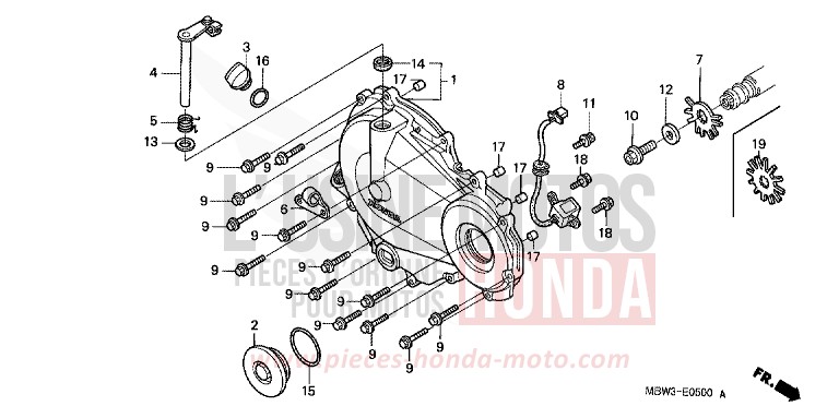 PANNEAU CARTER-MOTEUR D. de CBR600F NOIR (NH1) de 2001